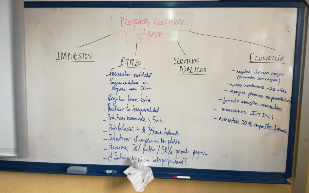 Los alumnos de 2º Bach-C elaboran su propio programa electoral en Educación para la Ciudadanía
