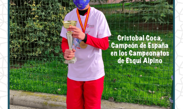 Cristóbal Coca, del Aula de Autismo, se ha proclamado Campeón de España en los Campeonatos de Esquí Alpino celebrados estos días en Sierra Nevada