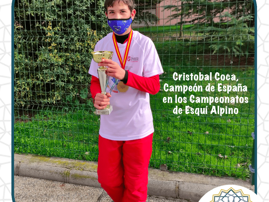 Cristóbal Coca, del Aula de Autismo, se ha proclamado Campeón de España en los Campeonatos de Esquí Alpino celebrados estos días en Sierra Nevada