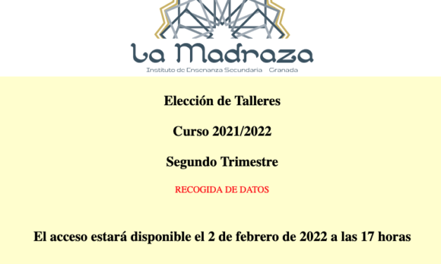 Elección de talleres de creatividad para el 2º trimestre