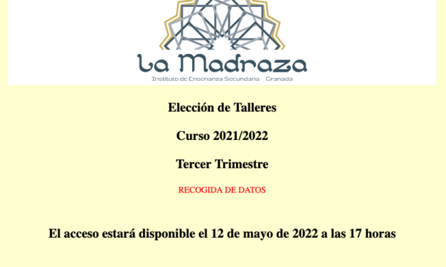 Elección de los talleres de creatividad para el tercer trimestre