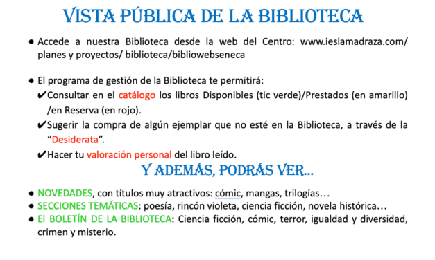 Vista pública de la biblioteca.